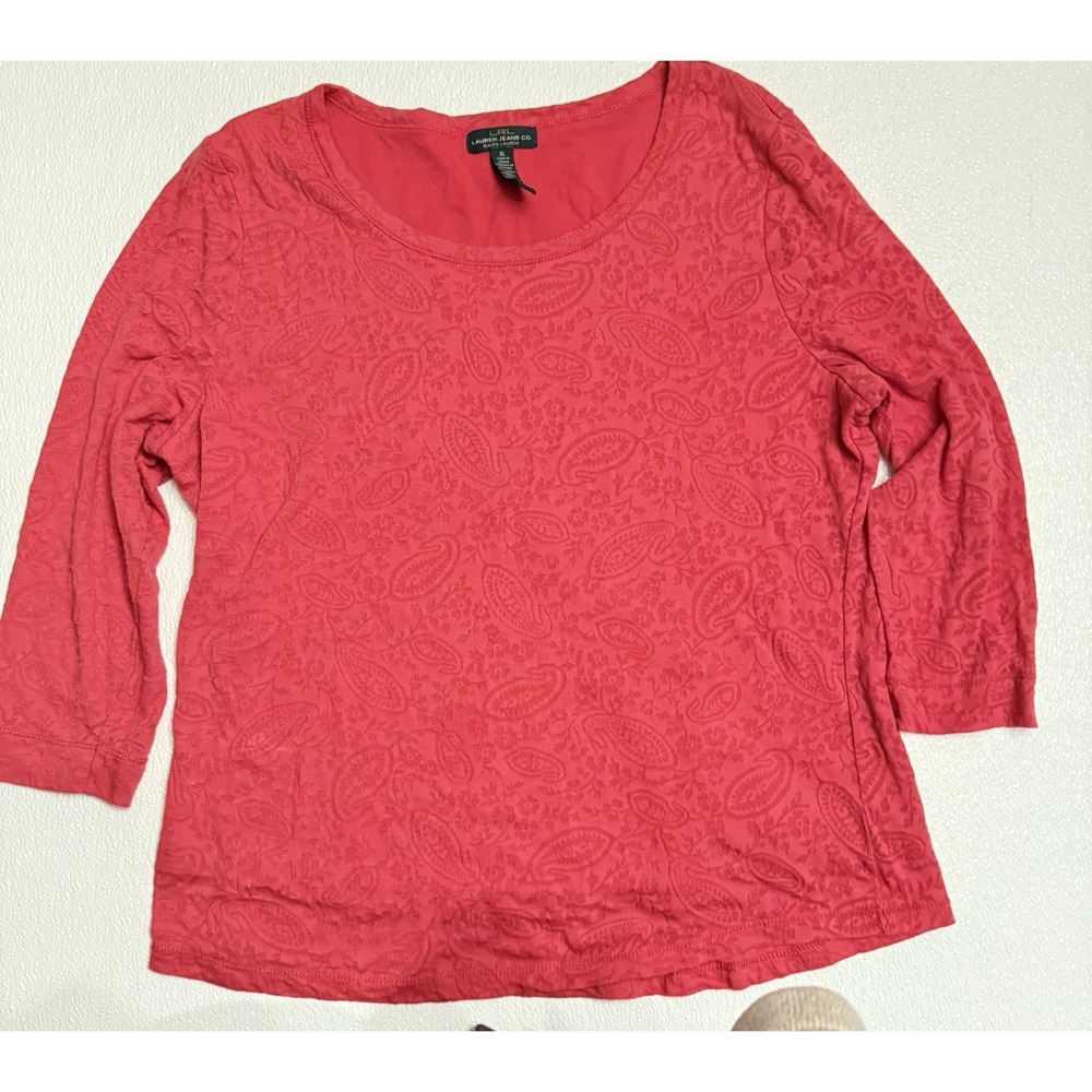 Ralph Lauren LRL Lauren Jeans Co. Women's Embossed Paisley Pattern 3/4 Sleeve XL